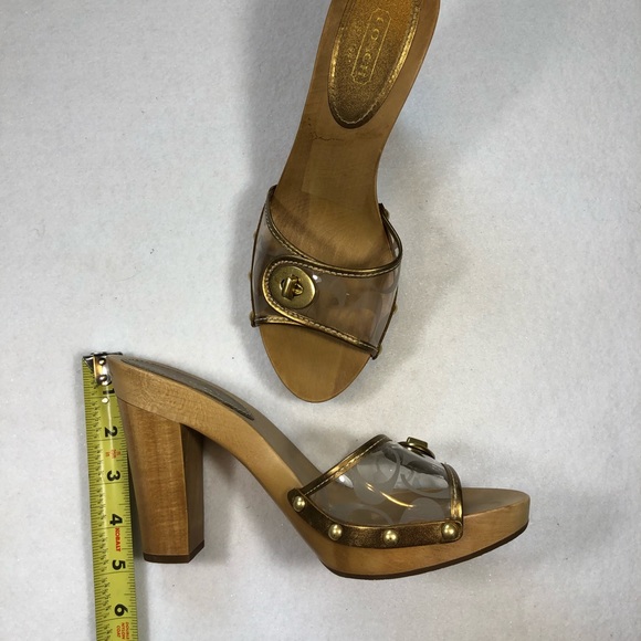 COACH Gold Toned Clog Heel Women's Shoe. Size 8.5 - Picture 7 of 8